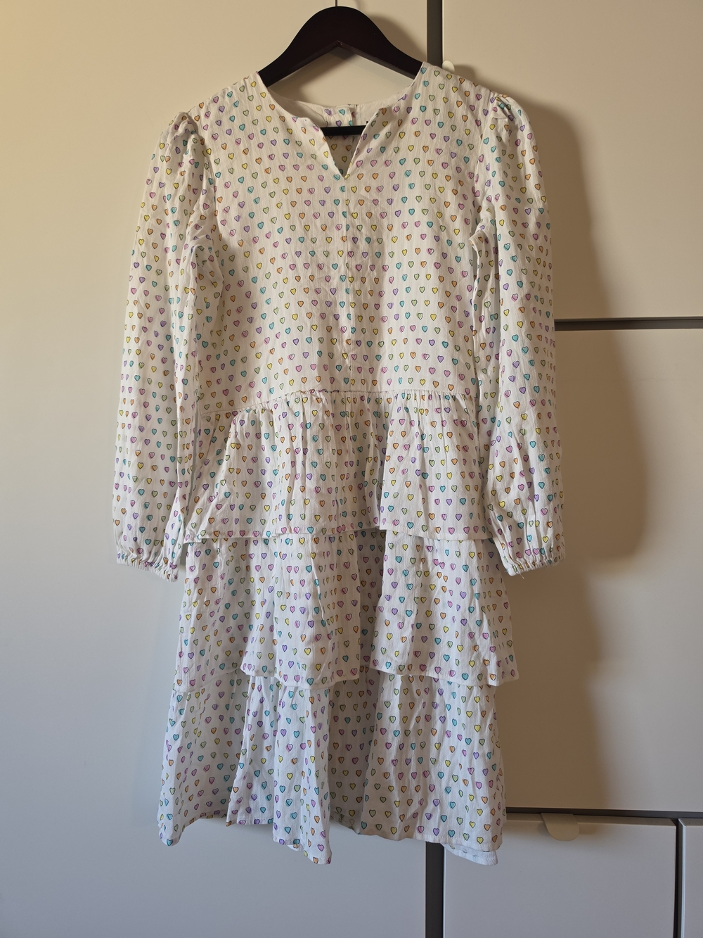 the Roller Rabbit x Girls' Disco Hearts Long Sleeve Tiered Mini Dress Size XL